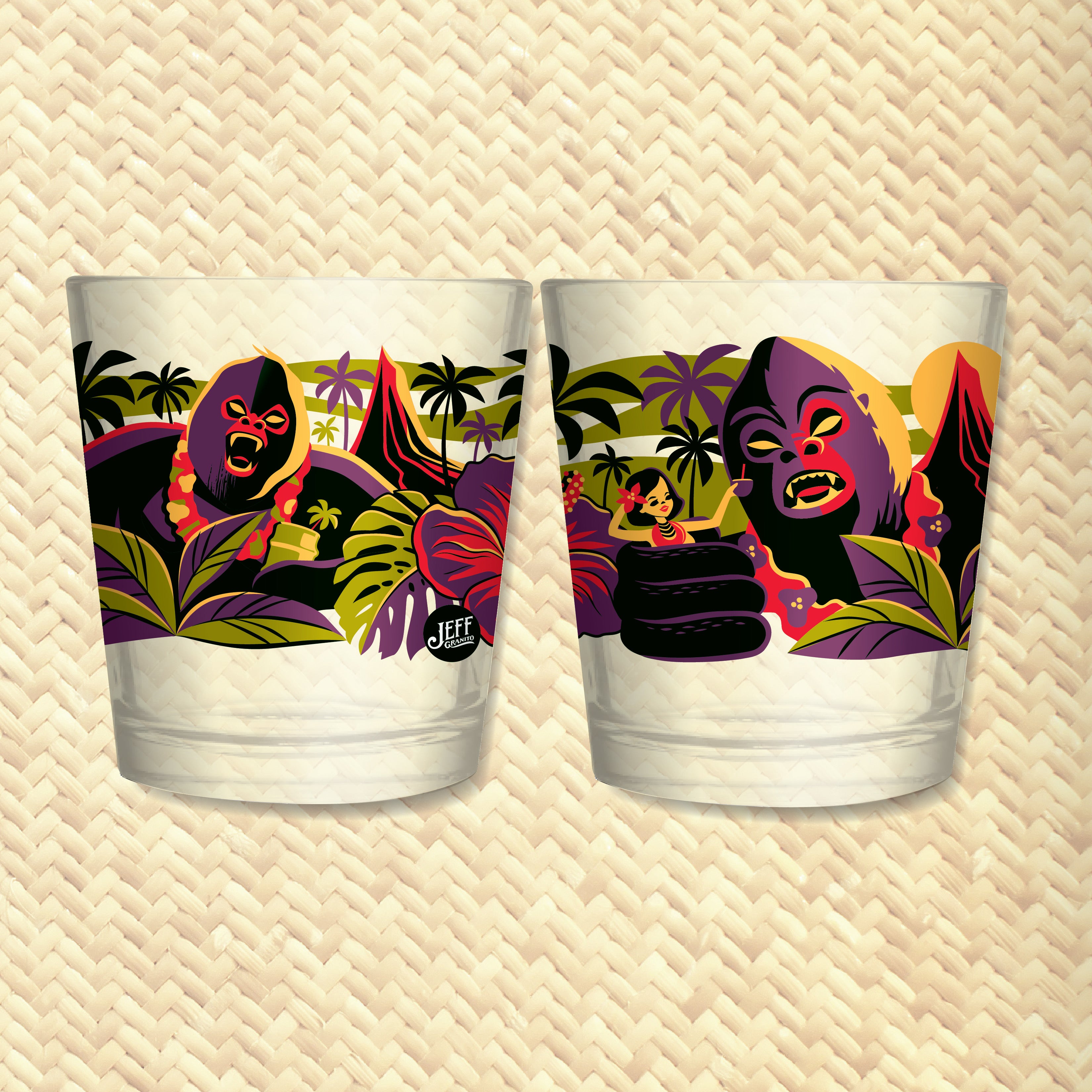 Jeff Granito's 'Tiki Kong' Mai Tai Cocktail Glass (1) - Ready to