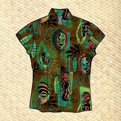 Jeff Granito's 'Tropic Tradewinds' - Classic Aloha Button Up-Shirt - Womens - Pre-Order
