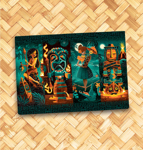 'Tiki Portraits' Glass Cutting Board