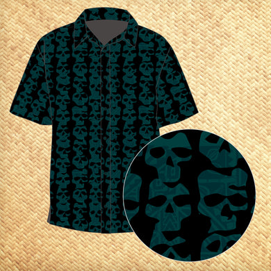 'Wall of Skulls' Modern Fit with Flex Button-Up Shirt - Unisex - Ready to Ship!