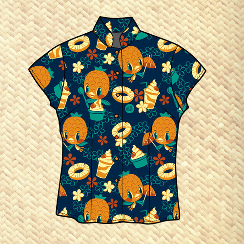 Jeff Granito's 'Pineapple Bird' Classic Aloha Button Up-Shirt - Womens - Ready to Ship