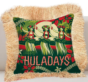 Happy Huladays Pillow Cover with Fringe - Ready to Ship!