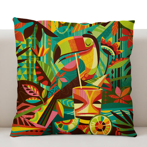 Jeff Granito's 'Tiki Toucan' Pillow Cover - Ready to Ship! (FREE SHIPPING in U.S.)
