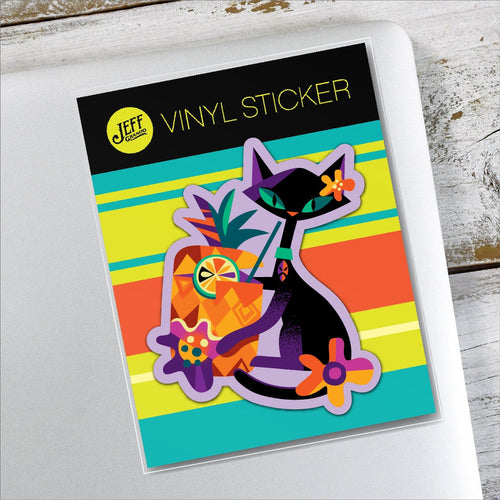 Jeff Granito's 'Black Tiki Cat' Vinyl Sticker - Ready to Ship!