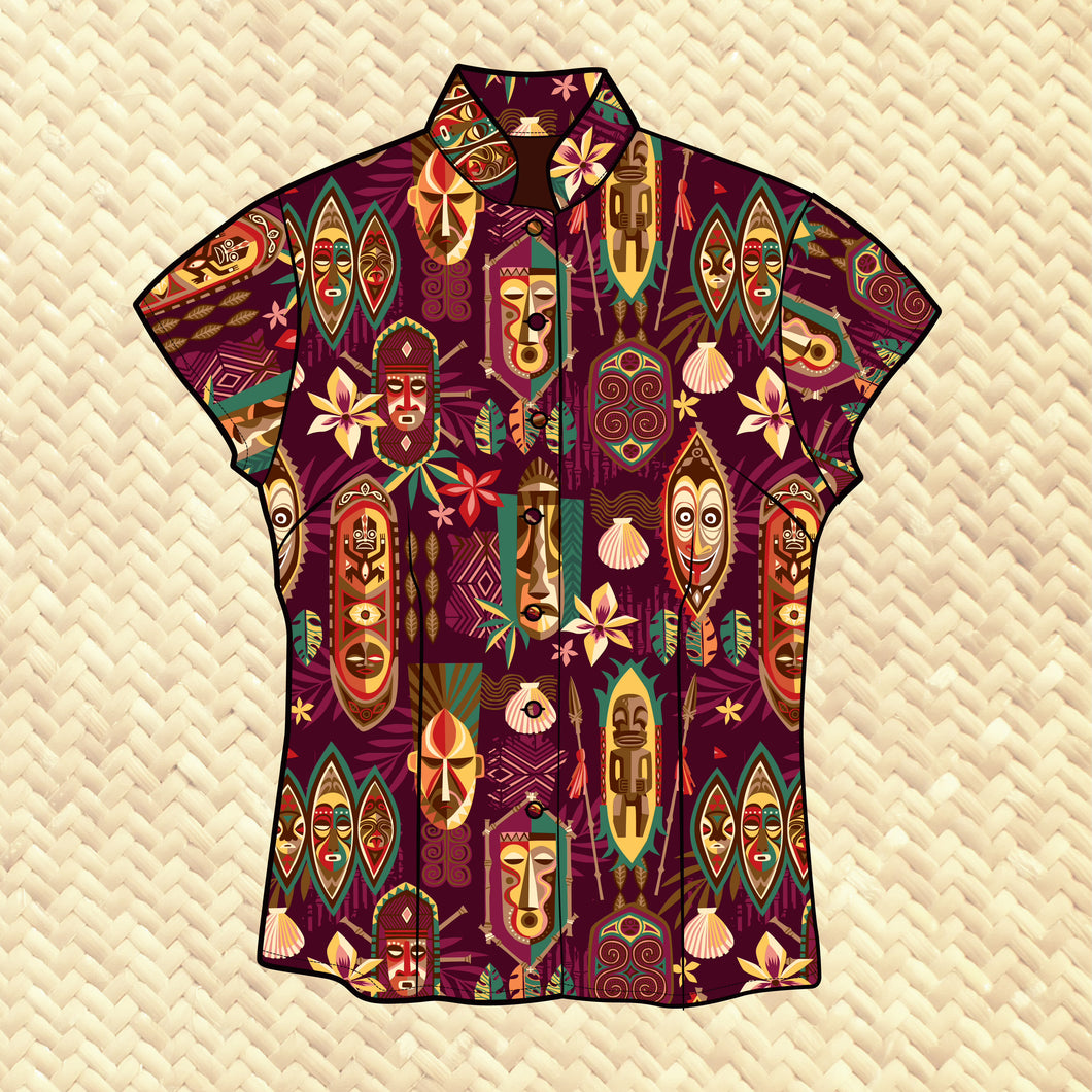 TikiLand Day 2023 'Spirit of Tiki' - Classic Aloha Button Up-Shirt - Womens - Ready to Ship!