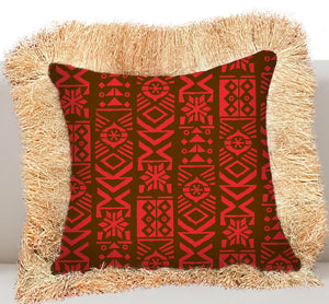 Moai Christmas Pillow Cover with Fringe - Ready to Ship!