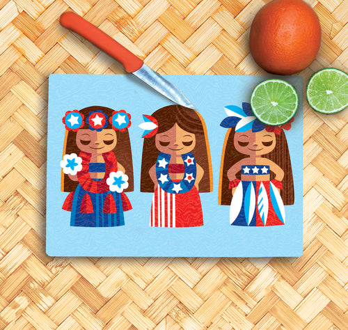 Jeff Granito's 'Red, White and Hula' Glass Cutting Board - Rolling Pre-Order / Ready to Ship!
