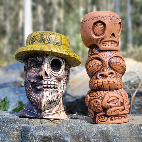 Tiki tOny's 'Lost Adventurer' + 'Head Stack' Tiki Mug Set - (US shipping included)