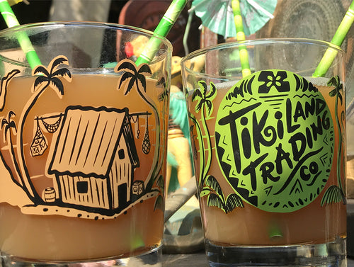 Tikiland Trading Co. Marketplace Inaugural Brown + Green Mai Tai Glasses - designed by Tiki tOny