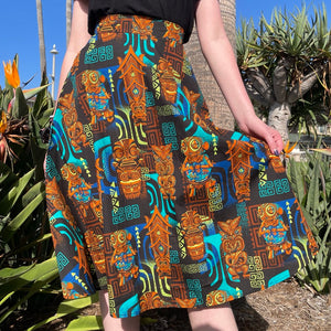 TikiLand Trading Co. 'The Four Tikis' - Aloha Skirt by  Doug Horne, BigToe, Atomikitty, Thor, Jeff Granito - Ready to Ship!