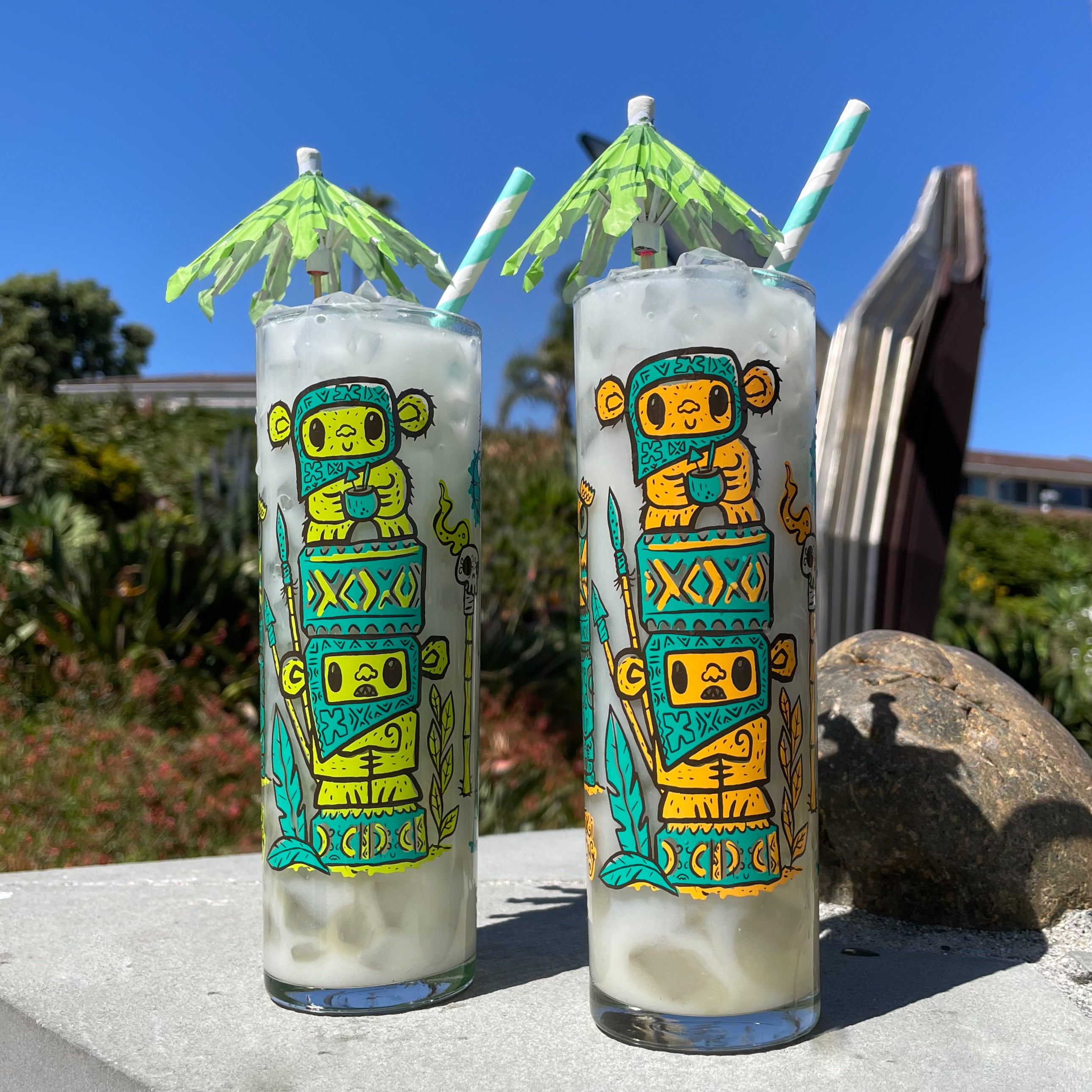 Tiki tOny's - 'Yum Grub' Zombie Glasses (2) - Ready to Ship