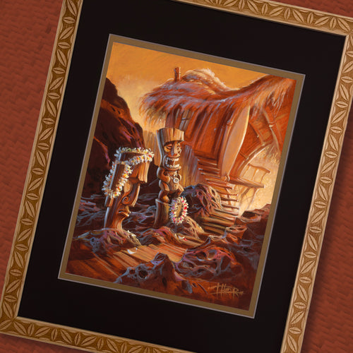 TikiLand Trading Co. 'Tropical Leaf' Etched Bamboo Frame - Fits 14 X 18 Inch Prints - Ready to Ship!