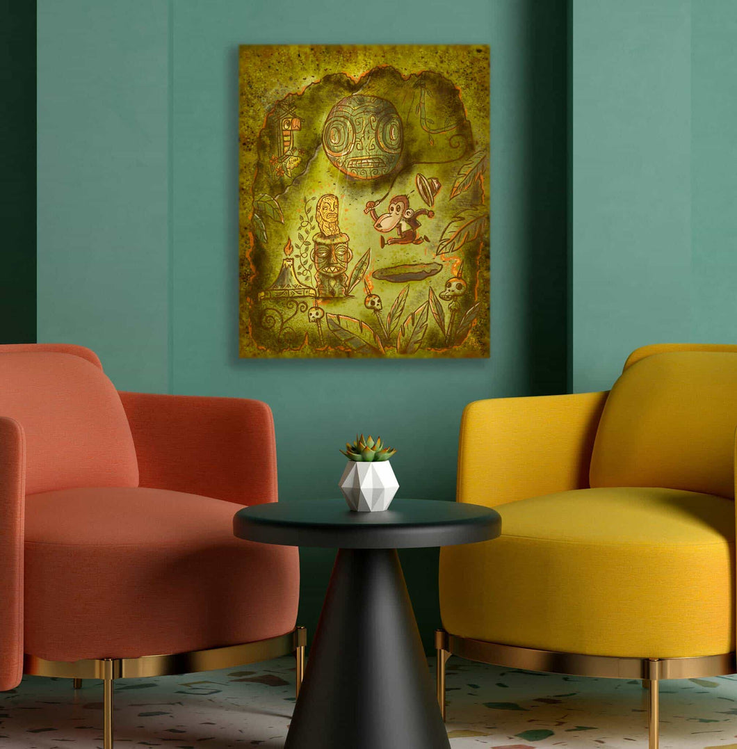 TikiLand Trading Co. 'Adventure Monkey and the Golden Idol' - Autographed Gallery Canvas Giclee - (US shipping included)