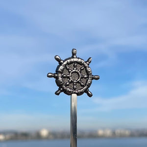 Thor's 'Ship Wheel' Sculpted Metal Swizzle Stick - Ready to Ship!