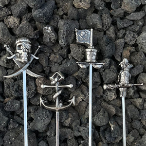 Thor's 'Pirate at the Helm' Sculpted Metal Swizzles (4) Set - Ready to Ship!