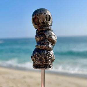 Tiki tOny's 'Head Stack' Sculpted Metal Swizzle Stick by TikiLand Trading Co.