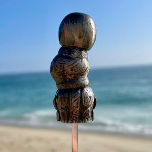 Tiki tOny's 'Head Stack' Sculpted Metal Swizzle Stick by TikiLand Trading Co.