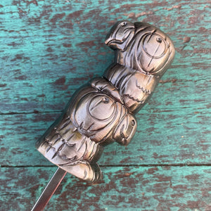 Tiki tOny's 'Chirp Stack' Sculpted Metal Swizzle Stick by TikiLand Trading Co.