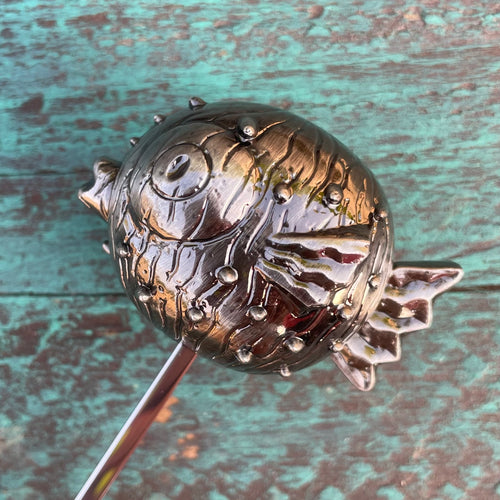 Tiki tOny's 'Puffer' Sculpted Metal Swizzle Stick by TikiLand Trading Co.