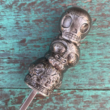 Tiki tOny's 'Head Stack' Sculpted Metal Swizzle Stick by TikiLand Trading Co.