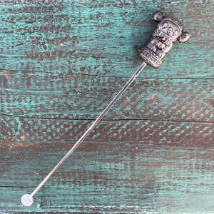 Tiki tOny's 'Yum Grub' Sculpted Metal Swizzle Stick by TikiLand Trading Co.