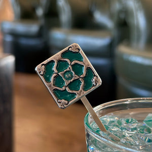 TikiLand Trading Co.'s 'Jade Tile' Sculpted Metal Swizzle Stick - Ready-To-Ship!