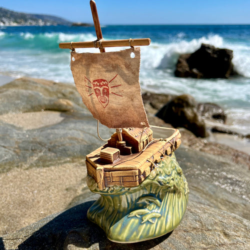 (Expires 2/24 Limit 1 double set) Thor's KON-TIKI COMMEMORATIVE MUG 75th Anniversary Set, with Signed Matted Art Print, and Signed COA - LIMITED EDITION (Double Set)