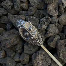 TikiLand Trading Co.'s 'PNG Mask' Sculpted Metal Swizzle Stick, Sculpted by Thor - Ready-To-Ship!