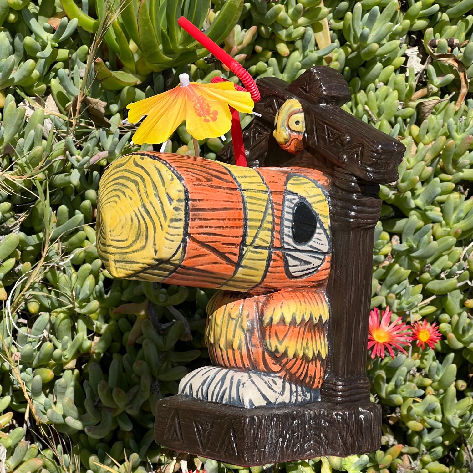 Tiki tOny's Hanging Toucan Tiki Mug (Orange-Yellow), sculpted by
