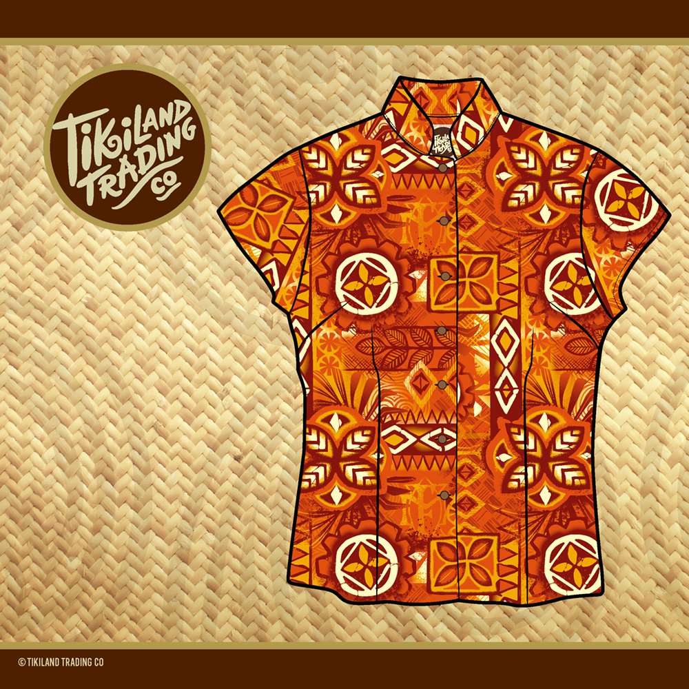 TikiLand Trading Co. ‘Alani Tapa Aloha Shirt - Classic Aloha Button Up-Shirt - Womens - Ready to Ship! (US shipping included)