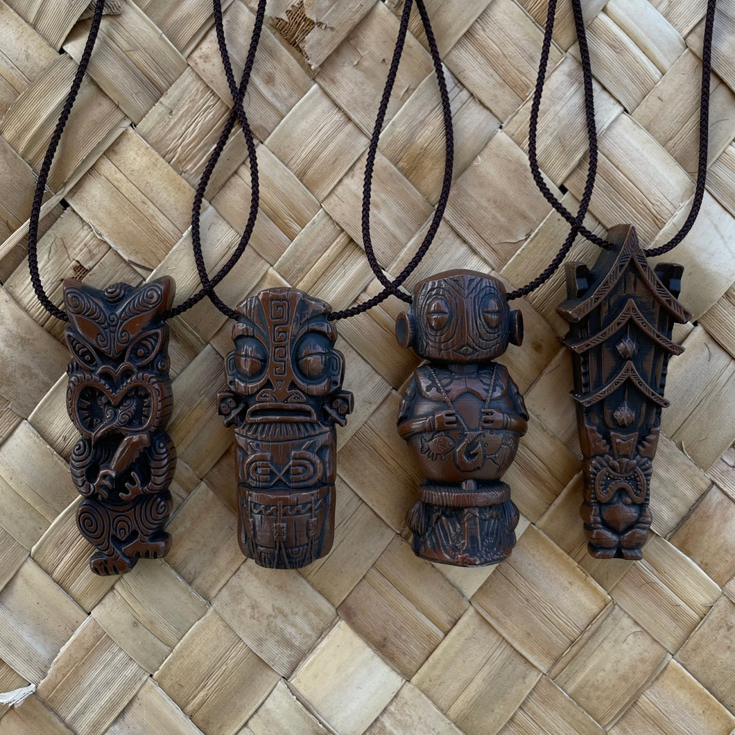 'The Four Tikis' Pendant Set (4) by Doug Horne, BigToe, Atomikitty, Thor - Ready to Ship!