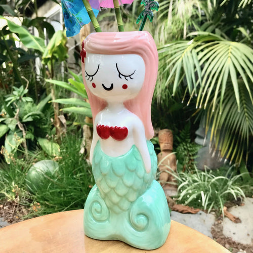 Tiki tOny's Lagoon Mermaid PINK HAIR Tiki Mug (Whoopsies) - Ready to Ship - US Shipping Included