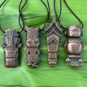 'The Four Tikis' Pendant Set (4) by Doug Horne, BigToe, Atomikitty, Thor - Ready to Ship!