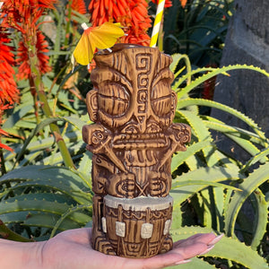 Atomikitty's Marquesan Drummer Tiki Mug, sculpted by Thor - Ready to Ship!