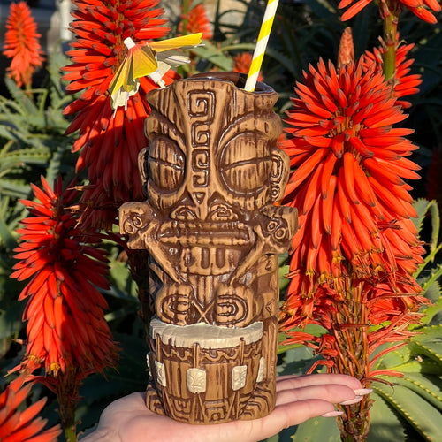 Atomikitty's Marquesan Drummer Tiki Mug, sculpted by Thor - Ready to Ship!