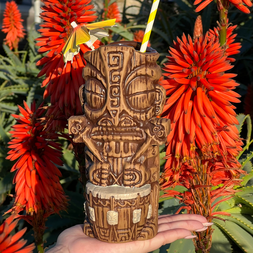 Atomikitty's Marquesan Drummer Tiki Mug, sculpted by Thor - Ready to Ship!