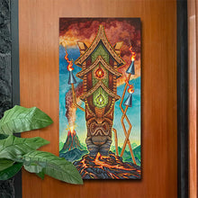 TikiLand Trading Co. 'The Four Tikis' 12 X 24 Gallery Canvas Giclee Set (4) by Doug Horne, BigToe, Atomikitty, Thor