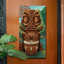 TikiLand Trading Co. 'The Four Tikis' 12 X 24 Gallery Canvas Giclee Set (4) by Doug Horne, BigToe, Atomikitty, Thor