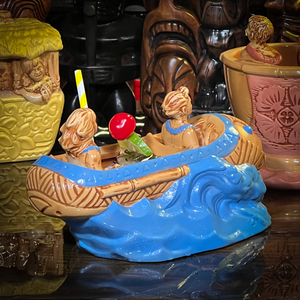 Thor's "Tiki Bob Sled" Tiki Mug, a TikiLand theme park ride vehicle, with Signed Matted Art Print, and Signed COA - Limited Edition of 350 - Ready to Ship