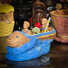 Thor's "Tiki Bob Sled" Tiki Mug, a TikiLand theme park ride vehicle, with Signed Matted Art Print, and Signed COA - Limited Edition of 350 - Ready to Ship