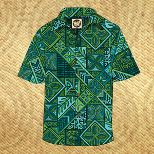 TikiLand Trading Co. 'Pae'a Tapa' - Classic Aloha Button Up-Shirt - Unisex - Ready to Ship!