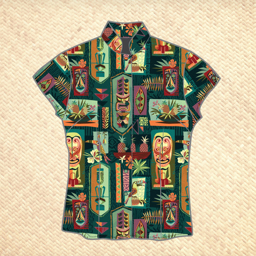 TikiLand Mug Society 2023 Member Exclusive: 'Gateway to Tiki' - Women's Aloha Shirt