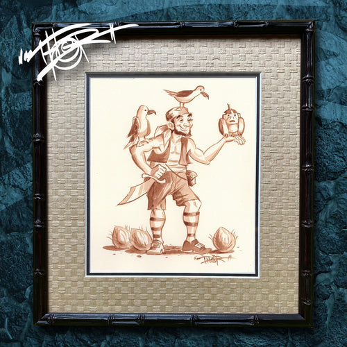 Thor's 'Coconut Carver' Original Rum Painting - Custom Framed, One of a Kind - Ready to Ship