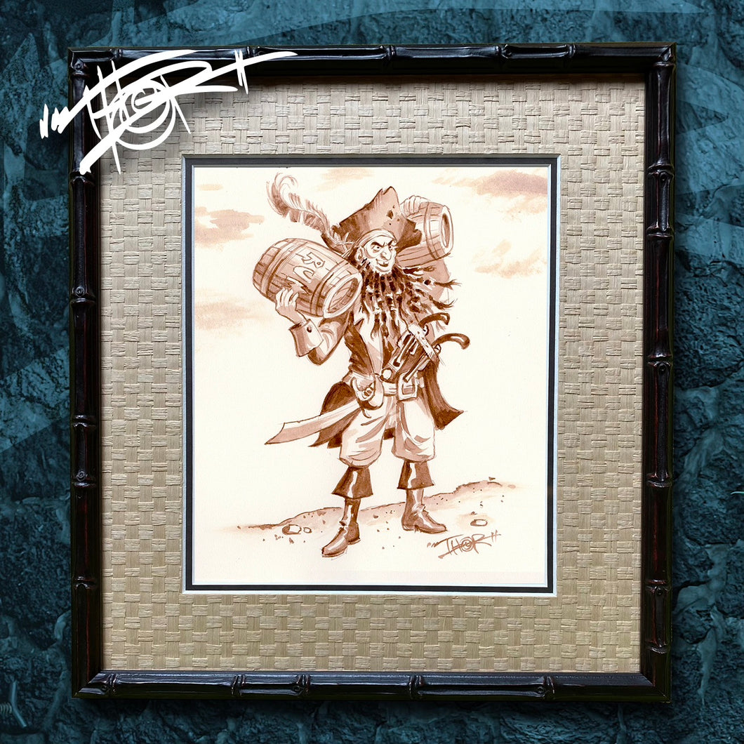 Thor's 'Rum Barrel Raider' Original Rum Painting - Custom Framed, One of a Kind - Ready to Ship