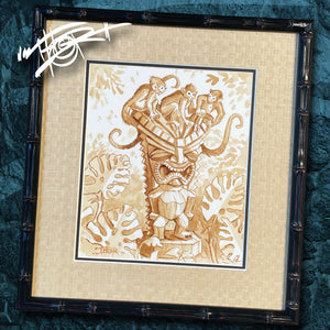 Thor's 'Monkey See Monkey Ku' Original Rum Painting - Custom Framed, One of a Kind - Ready to Ship