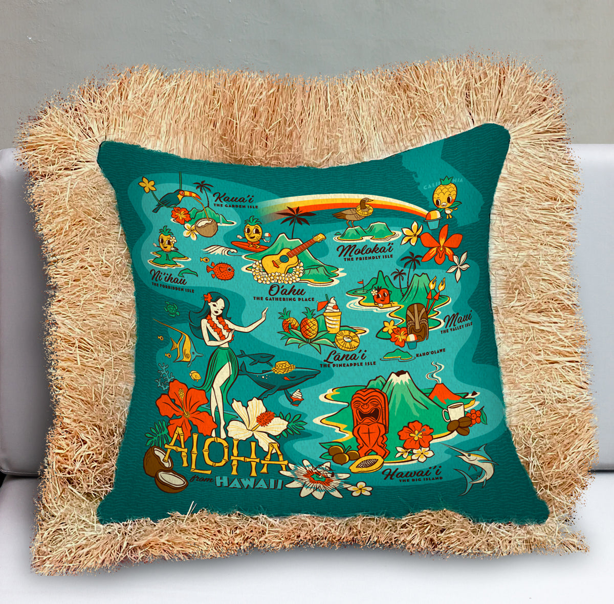 Jeff Granito's 'Tiki Portraits' Pillow Cover - Ready to Ship! (FREE SHIPPING in U.S.)