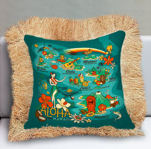 Jeff Granito's 'Wish You Were Here' Fringe Pillow Cover - Ready to Ship!