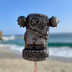 Tiki tOny's 'Yum Grub' Sculpted Metal Swizzle Stick by TikiLand Trading Co.